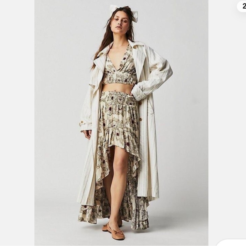 Free People Morning Sun Floral Print Maxi Hi Lo Skirt Size Small - Picture 2 of 9